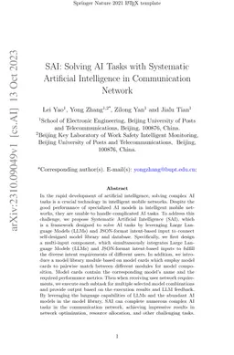 SAI: Solving AI Tasks with Systematic Artificial Intelligence in
  Communication Network