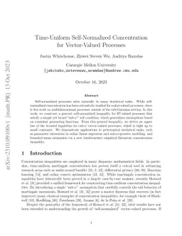 Time-Uniform Self-Normalized Concentration for Vector-Valued Processes