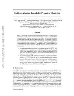 On Generalization Bounds for Projective Clustering