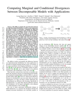 Computing Marginal and Conditional Divergences between Decomposable
  Models with Applications