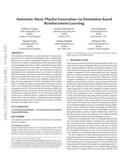 Automatic Music Playlist Generation via Simulation-based Reinforcement
  Learning