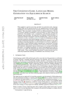 The Consensus Game: Language Model Generation via Equilibrium Search