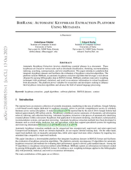 BibRank: Automatic Keyphrase Extraction Platform Using~Metadata