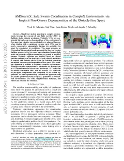 AMSwarmX: Safe Swarm Coordination in CompleX Environments via Implicit
  Non-Convex Decomposition of the Obstacle-Free Space