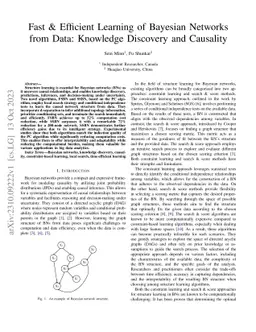Fast & Efficient Learning of Bayesian Networks from Data: Knowledge
  Discovery and Causality