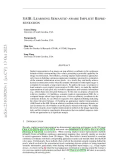 SAIR: Learning Semantic-aware Implicit Representation