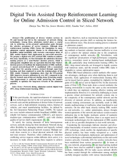 Digital Twin Assisted Deep Reinforcement Learning for Online Admission
  Control in Sliced Network