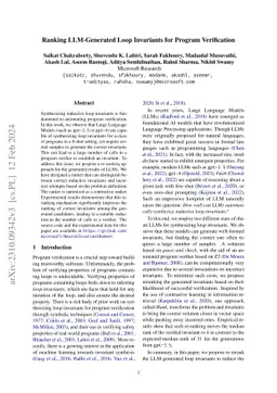 Ranking LLM-Generated Loop Invariants for Program Verification