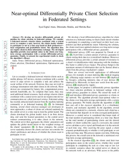 Near-optimal Differentially Private Client Selection in Federated
  Settings