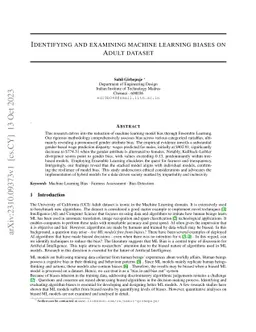 Identifying and examining machine learning biases on Adult dataset