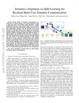 Semantics Alignment via Split Learning for Resilient Multi-User Semantic
  Communication