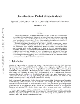 Identifiability of Product of Experts Models