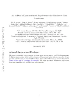 An In-Depth Examination of Requirements for Disclosure Risk Assessment