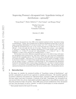 Improving Pearson's chi-squared test: hypothesis testing of
  distributions -- optimally