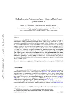 On Implementing Autonomous Supply Chains: a Multi-Agent System Approach