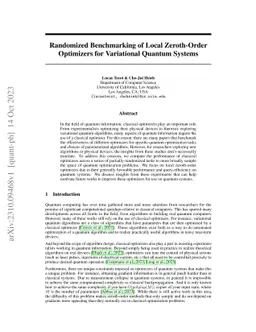 Randomized Benchmarking of Local Zeroth-Order Optimizers for Variational
  Quantum Systems