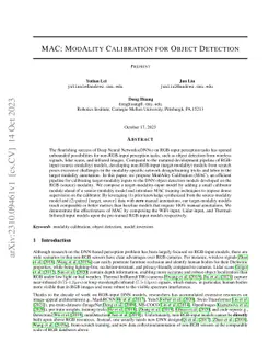 MAC: ModAlity Calibration for Object Detection