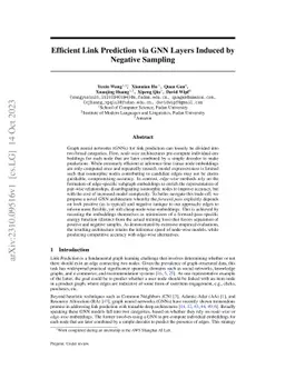 Efficient Link Prediction via GNN Layers Induced by Negative Sampling