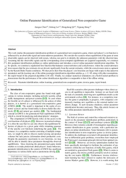 Online Parameter Identification of Generalized Non-cooperative Game