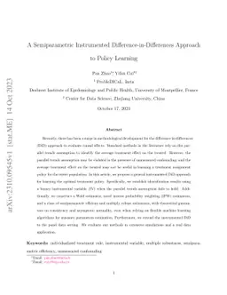 A Semiparametric Instrumented Difference-in-Differences Approach to
  Policy Learning