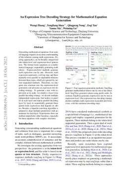 An Expression Tree Decoding Strategy for Mathematical Equation
  Generation