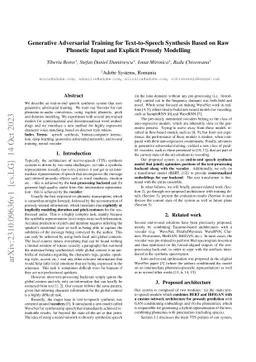 Generative Adversarial Training for Text-to-Speech Synthesis Based on
  Raw Phonetic Input and Explicit Prosody Modelling