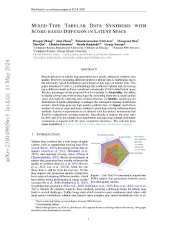 Mixed-Type Tabular Data Synthesis with Score-based Diffusion in Latent
  Space