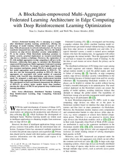 A Blockchain-empowered Multi-Aggregator Federated Learning Architecture
  in Edge Computing with Deep Reinforcement Learning Optimization