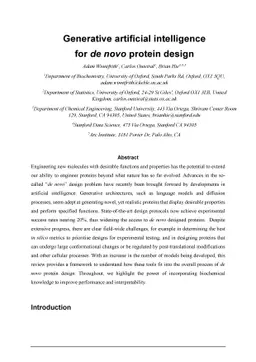 Generative artificial intelligence for de novo protein design