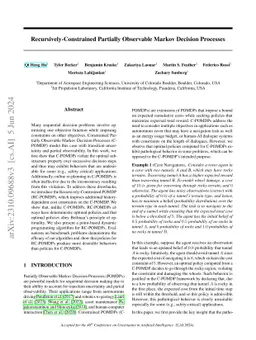 Recursively-Constrained Partially Observable Markov Decision Processes