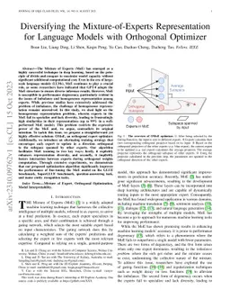 Diversifying the Mixture-of-Experts Representation for Language Models
  with Orthogonal Optimizer