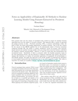 Notes on Applicability of Explainable AI Methods to Machine Learning
  Models Using Features Extracted by Persistent Homology