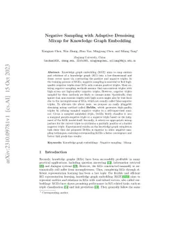 Negative Sampling with Adaptive Denoising Mixup for Knowledge Graph
  Embedding
