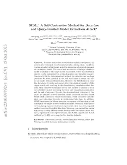 SCME: A Self-Contrastive Method for Data-free and Query-Limited Model
  Extraction Attack