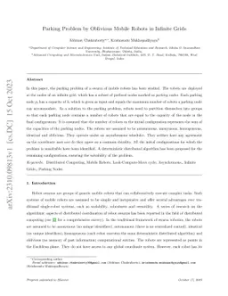 Parking Problem by Oblivious Mobile Robots in Infinite Grids