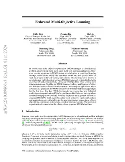 Federated Multi-Objective Learning