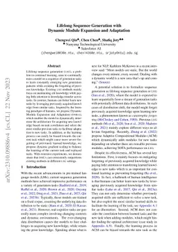 Lifelong Sequence Generation with Dynamic Module Expansion and
  Adaptation