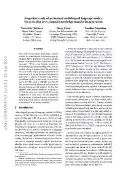 Empirical study of pretrained multilingual language models for zero-shot
  cross-lingual knowledge transfer in generation