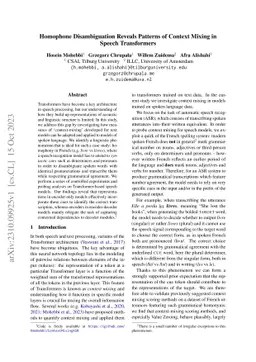 Homophone Disambiguation Reveals Patterns of Context Mixing in Speech
  Transformers