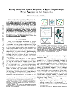 Socially Acceptable Bipedal Navigation: A Signal-Temporal-Logic- Driven
  Approach for Safe Locomotion
