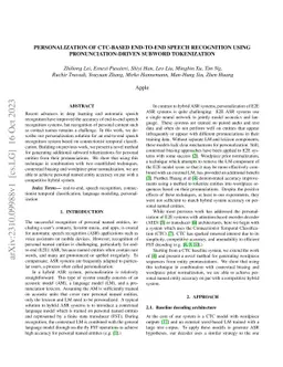 Personalization of CTC-based End-to-End Speech Recognition Using
  Pronunciation-Driven Subword Tokenization