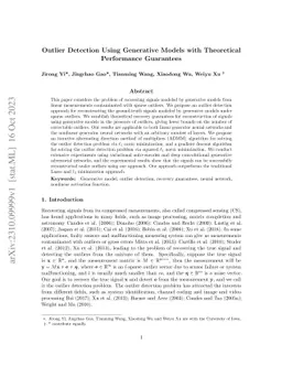 Outlier Detection Using Generative Models with Theoretical Performance
  Guarantees