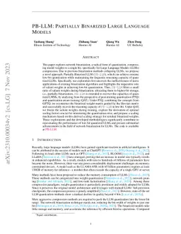 PB-LLM: Partially Binarized Large Language Models