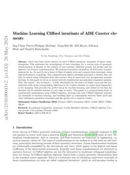 Machine Learning Clifford invariants of ADE Coxeter elements