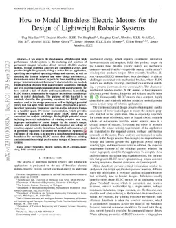 How to Model Brushless Electric Motors for the Design of Lightweight
  Robotic Systems