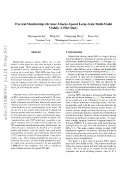 Practical Membership Inference Attacks Against Large-Scale Multi-Modal
  Models: A Pilot Study