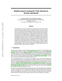 Reinforcement Learning for Node Selection in Branch-and-Bound