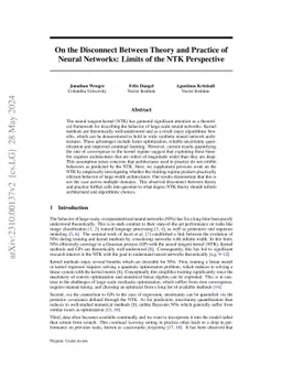On the Disconnect Between Theory and Practice of Neural Networks: Limits
  of the NTK Perspective