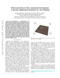 3D Reconstruction in Noisy Agricultural Environments: A Bayesian
  Optimization Perspective for View Planning