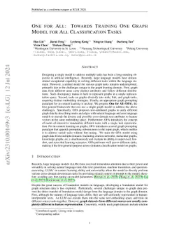 One for All: Towards Training One Graph Model for All Classification
  Tasks